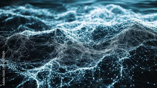 Abstract digital network of glowing lines and nodes forming a complex web structure