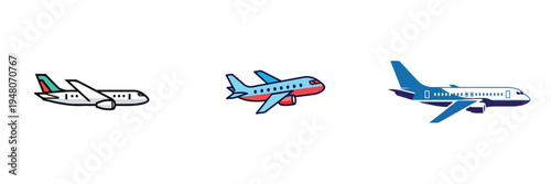 Minimal airplane icon, flat vector illustration, simple aircraft silhouette, modern travel symbol, white background.
