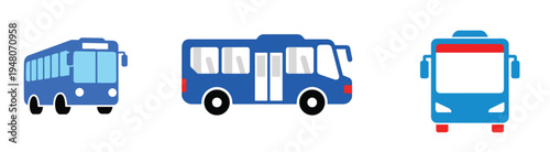 City bus symbol, flat vector design, clean geometric shapes, minimalist transit icon, white backdrop