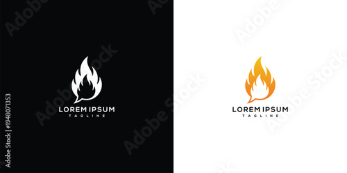 Fire Speech Bubble Logo - Modern Flame Chat Icon for Communication  Branding.