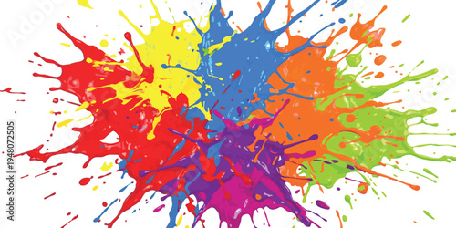 Abstract rainbow paint splash background with vibrant liquid colorful ink splatters vector illustration for creative design projects