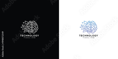 Digital Brain Technology Logo AI Network  Smart Mind Concept for Innovation.