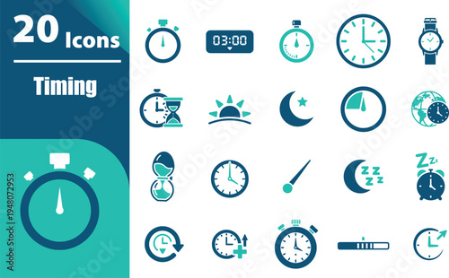 Collection of various clock icons.