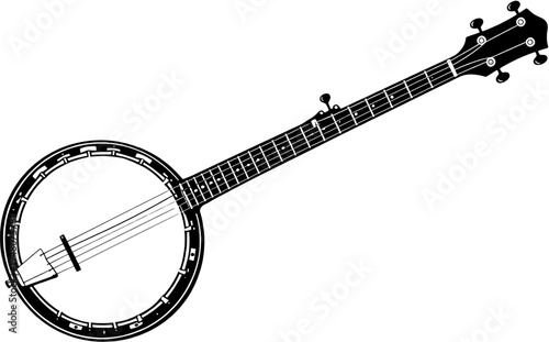 Banjo Silhouette String Musical Instrument Vector Icon