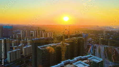 Wallpaper Mural 4K Aerial Silhouette of Crane Against Sunset Sky Torontodigital.ca