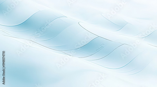 Abstract flowing waves of light blue and white with subtle dark lines creating a sense of depth
