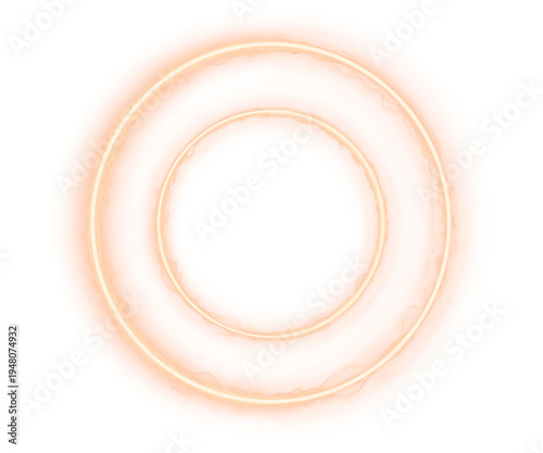 Glowing Orange Light Rings Effect isolate on a transparent background