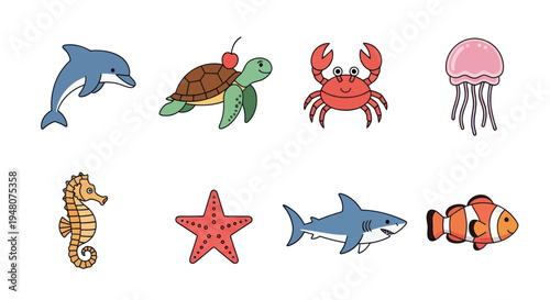 Cartoon aquatic creatures illustration