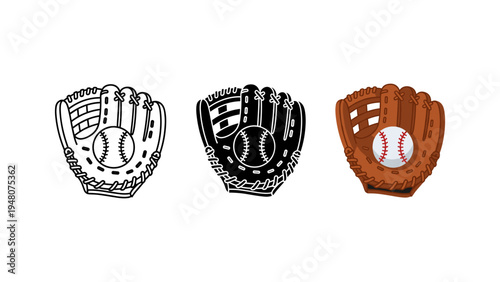 baseball glove with ball flat design vector illustration isolated on white background