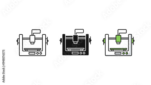 three modern digital cameras side by side flat design vector illustration