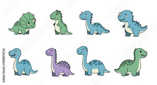 Cartoon dinosaurs set illustration