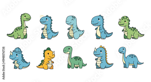 Cartoon dinosaurs in various poses