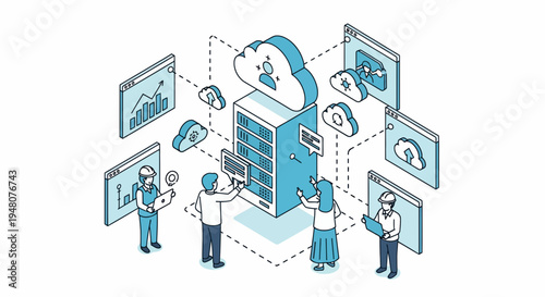 Team Convenes Around Server to Review Metrics and Strategize Solutions