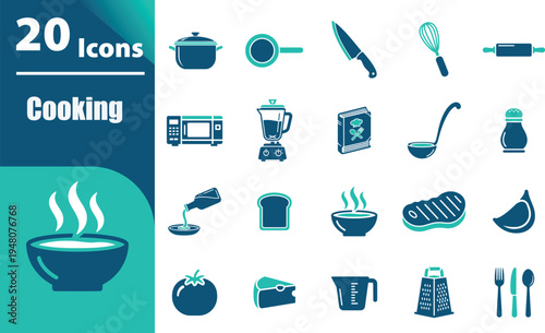 Cooking icons set for culinary design.