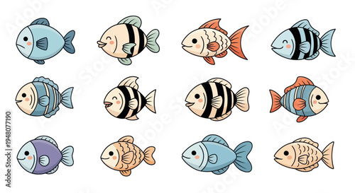 Cartoon fish collection illustration