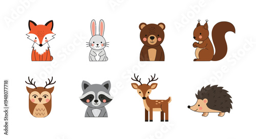 Cartoon forest animals collection illustration