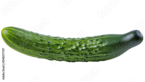 Foto Isolated fresh green cucumber with textured skin and white prickles for healthy