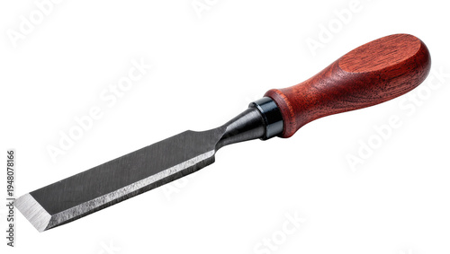Canvastavla Isolated Sharp Metal Chisel Tool with a Reddish Brown Wood Handle for Woodwork
