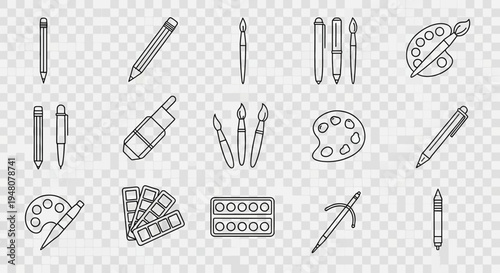 Assorted Art Supplies and Creative Tools.