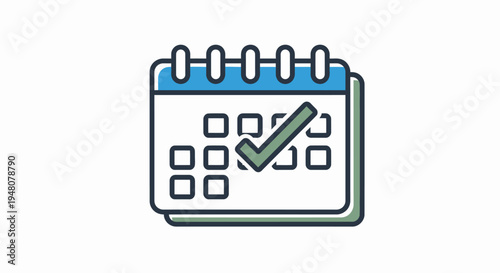 Calendar Icon with Checkmark Symbol.