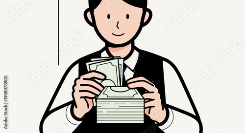 Man Counting Stack of Banknotes.