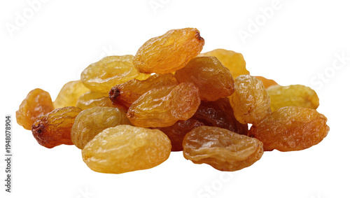 Slika na platnu Isolated pile of sweet golden raisins, a healthy dried fruit snack for baking and cooking
