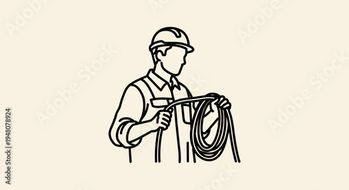 Man Holding Rope Illustration.