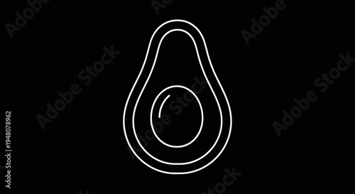 Simple Avocado Line Art Illustration.