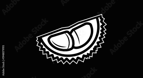 Simple Line Drawing of Lemon Slice.