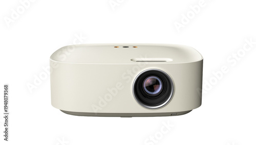 Isolated modern compact portable smart projector for home cinema and multimedia entertainment