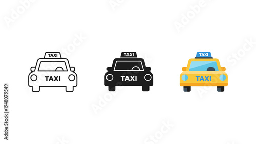 Bilde på lerret three colorful taxi cabs in flat design vector illustration for urban transport