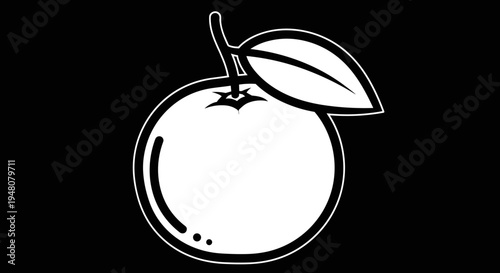 Simple White Peach Graphic Illustration.