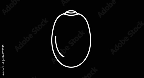 Simple White Plum Fruit Illustration.