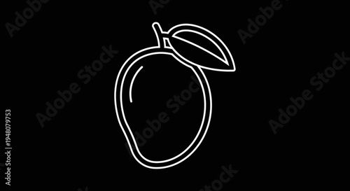 Simple White Peach Line Drawing.