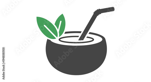 Coconut Drink Icon Graphic.