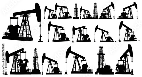 Silhouette of Oil Pumps - A Visual Representation of Energy Extraction.