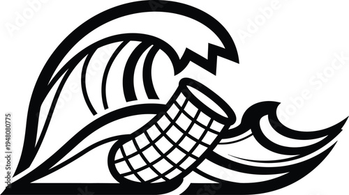 wave crashing on lighthouse tower