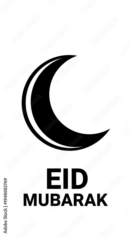 Fototapeta premium Eid mubarak greeting with crescent moon logo