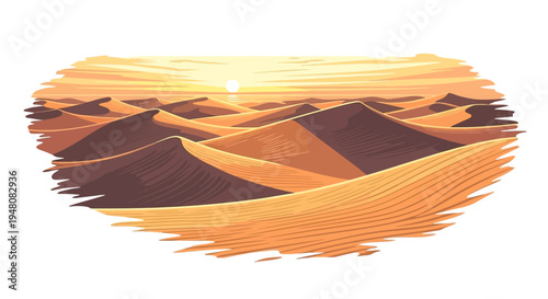 Desert Sand Dunes Sunset.