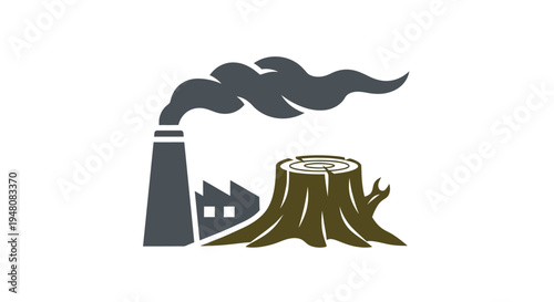 Factory pollution tree stump.