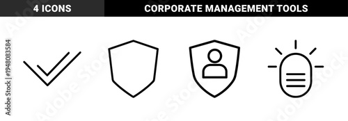 Business and office line icon set. Vector pictograms of document, chart, printer, lightbulb, coffee, briefcase, and calendar, thin outline illustration.