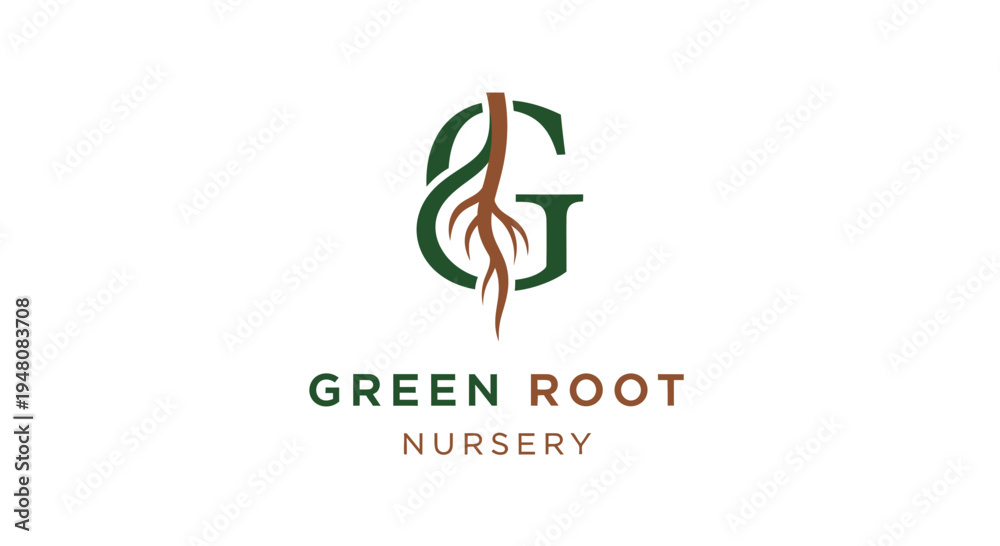 Obraz premium Green Root Nursery Logo Design.