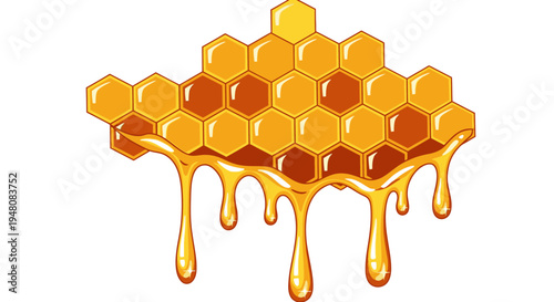 Honeycomb with golden honey dripping 2.