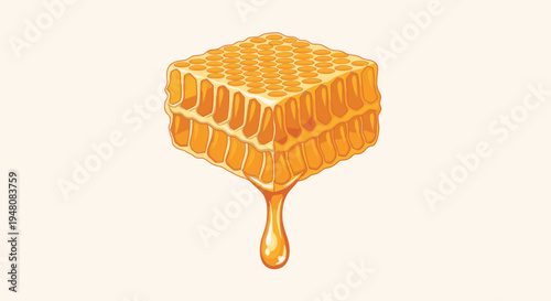 Honeycomb with honey dripping down.