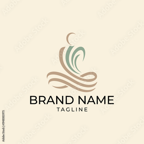 Abstract figure meditating in a serene and flowing design.