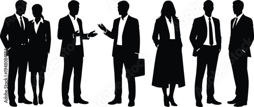 Business Silhouette Group in Conversation
