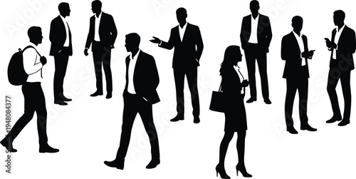 Business Silhouette Group in Corporate Setting