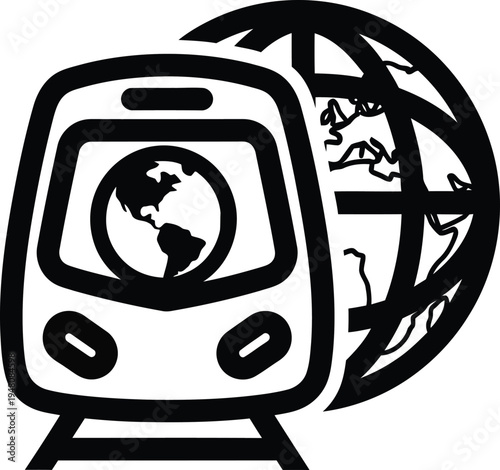 train travel globe icon