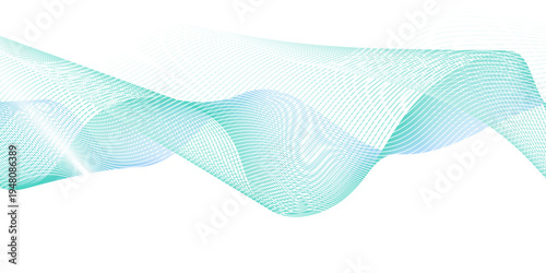Flowing wave pattern gradient smooth curve shape isolated on transparent background. Technology , science lines flow and motion energy blend.