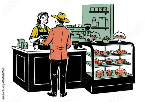 Obraz na plátne Retro bakery shop illustration